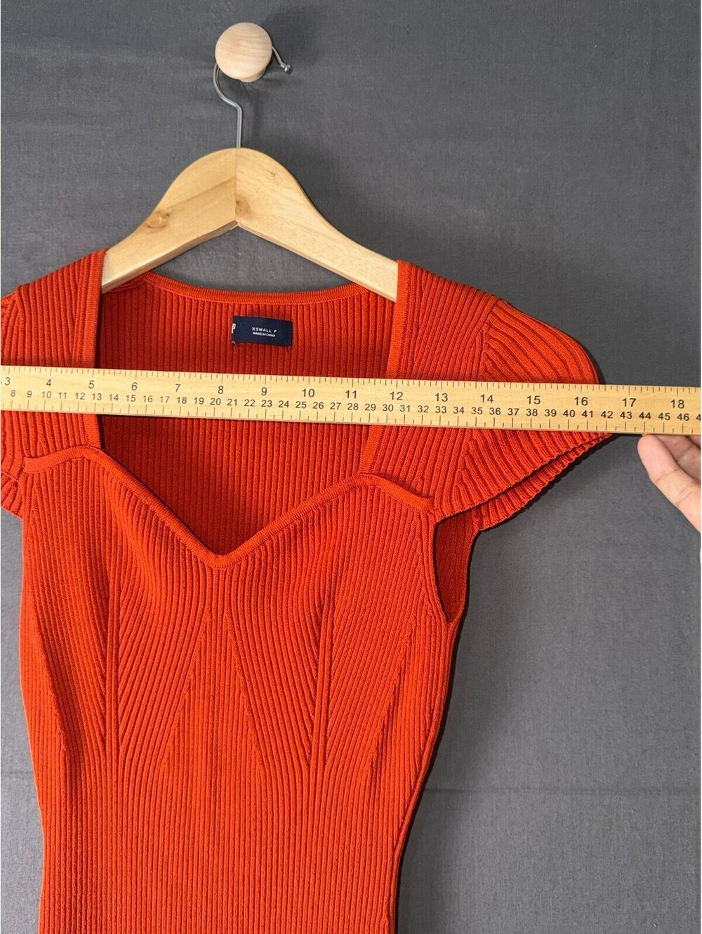 GAP Womens XS Orange Ribbed Knit Sweetheart Neck Cap Sleeve Midi Dress - Picture 5 of 6
